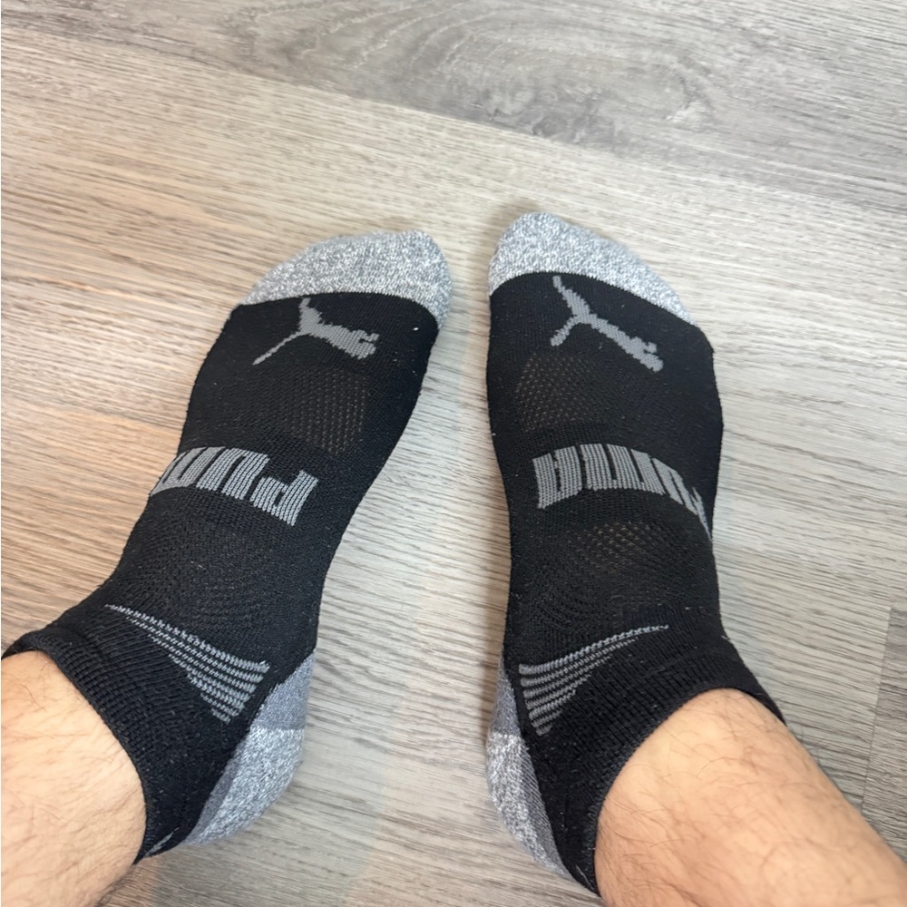 PUMA Men's Black and Gray Athletic Socks